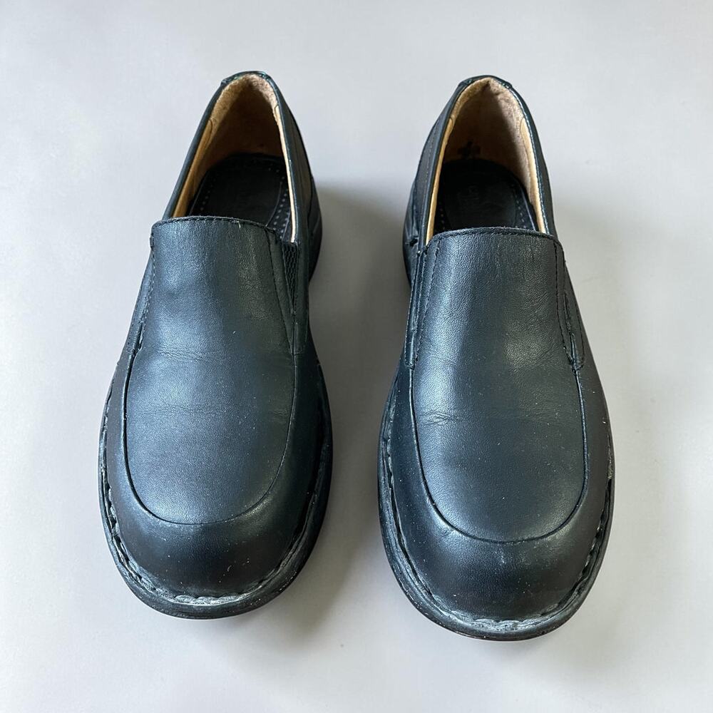 Caroline Aerogrip Black Woman's Leather Shoes Comfort Vibram bottoms Sz 8W Flats